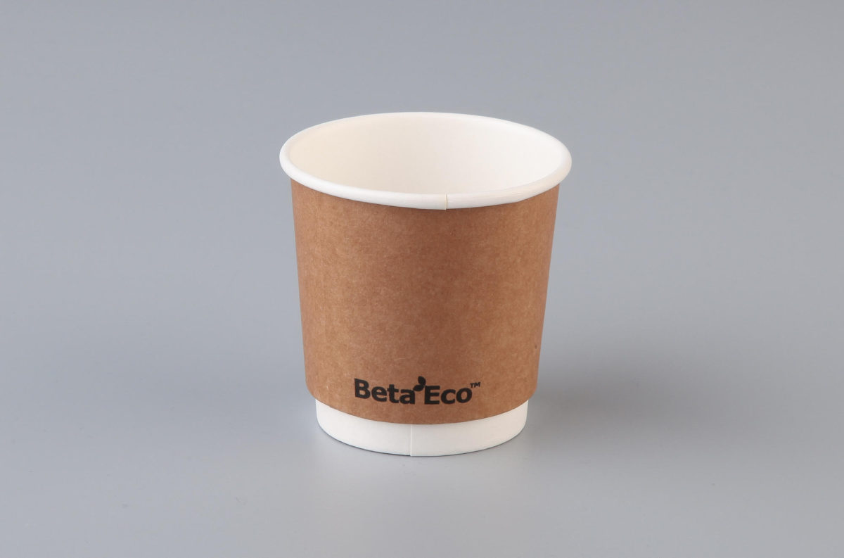 Smooth Double Wall Brown Kraft Coffee Cups + Lids